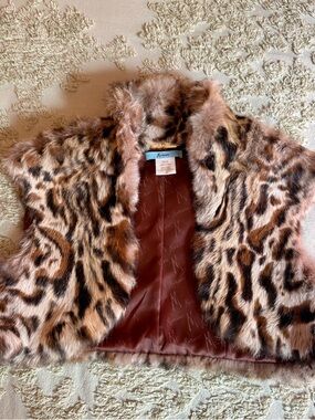 Marciano Leopard Print Rabbit Fur Bolero
